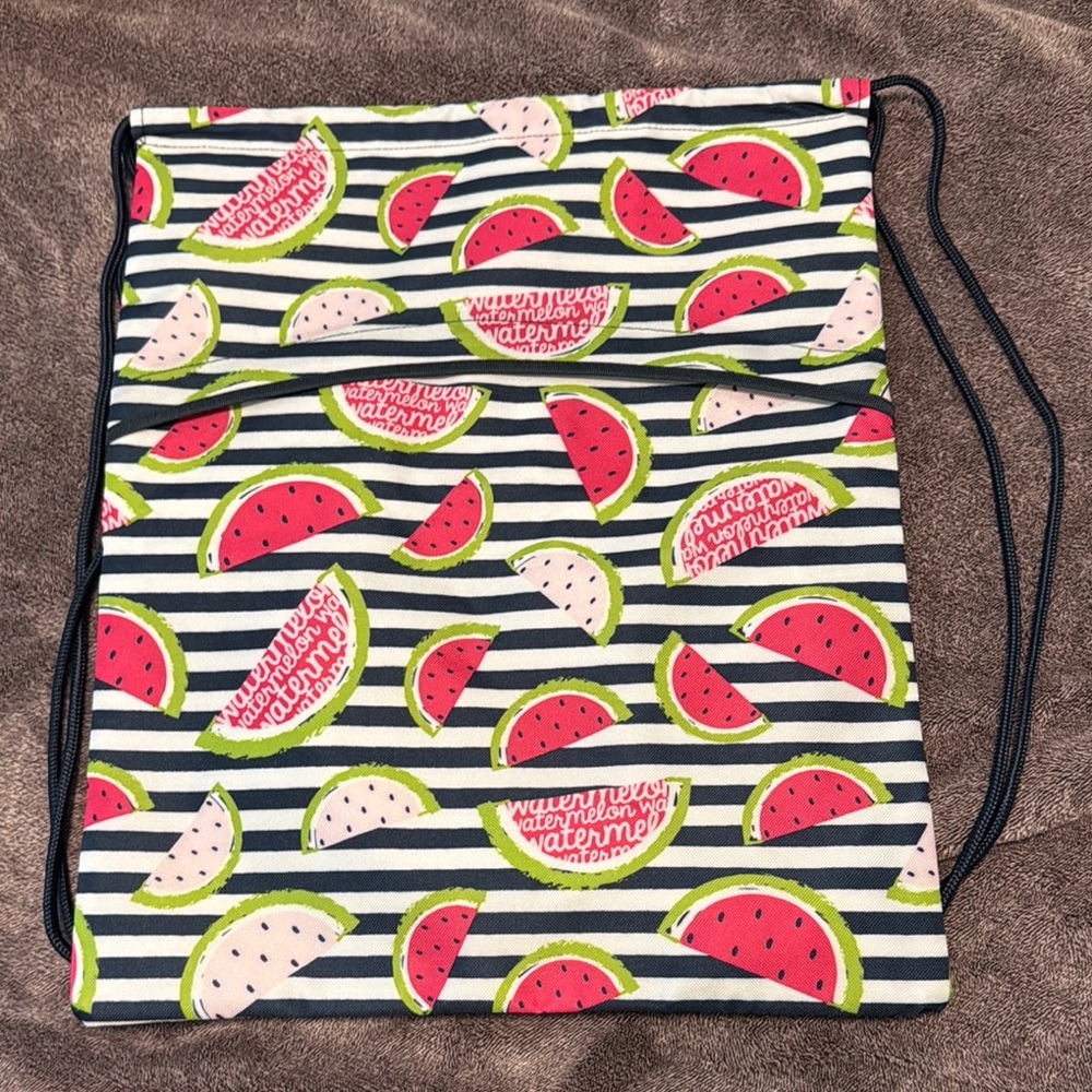 Thirty-One Watermelon Stripe Drawstring Bag